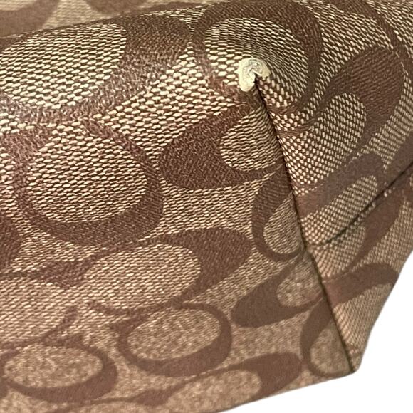 COACH Gallery Tote In Signature Canvas Top Zip Khaki Saddle - Picture 3 of 12